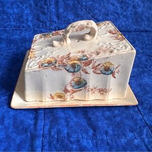 Antique Victorian Cheese/Butter Keeper Dish Floral Newhall Made In England